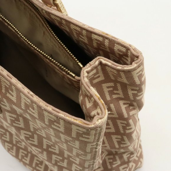FENDI Zucchino Zucca pattern tote bag handbag canvas leather pink beige 8BH133 - Picture 10 of 10